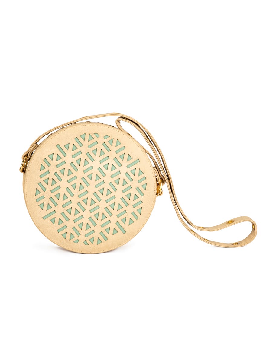 BEIGE-GREEN REXINE HANDBAG | JJBL-22-052 FB