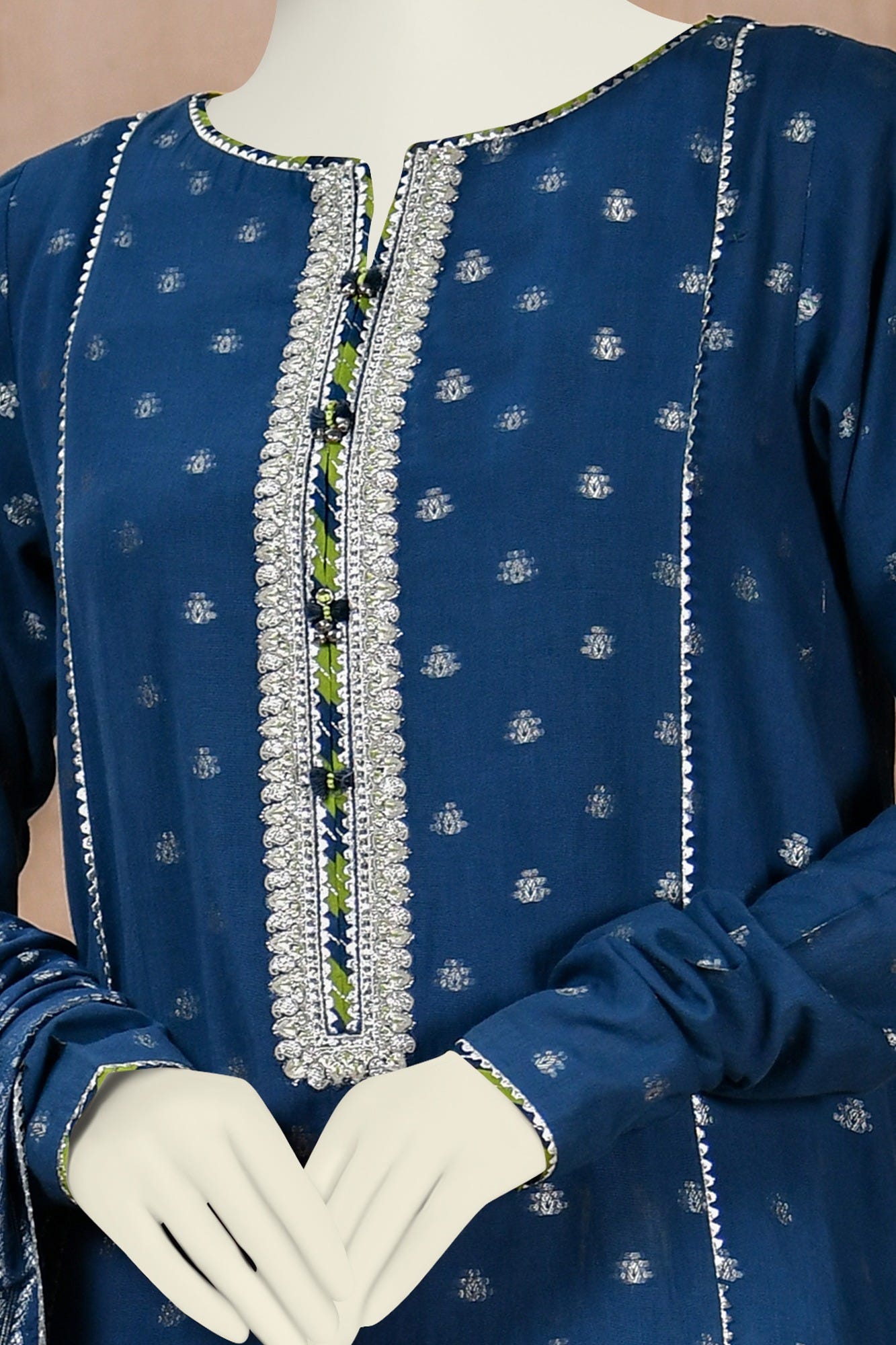 BLUE JACQUARD UNSTITCHED 3PC | CCW-3PSU-S-22-059B