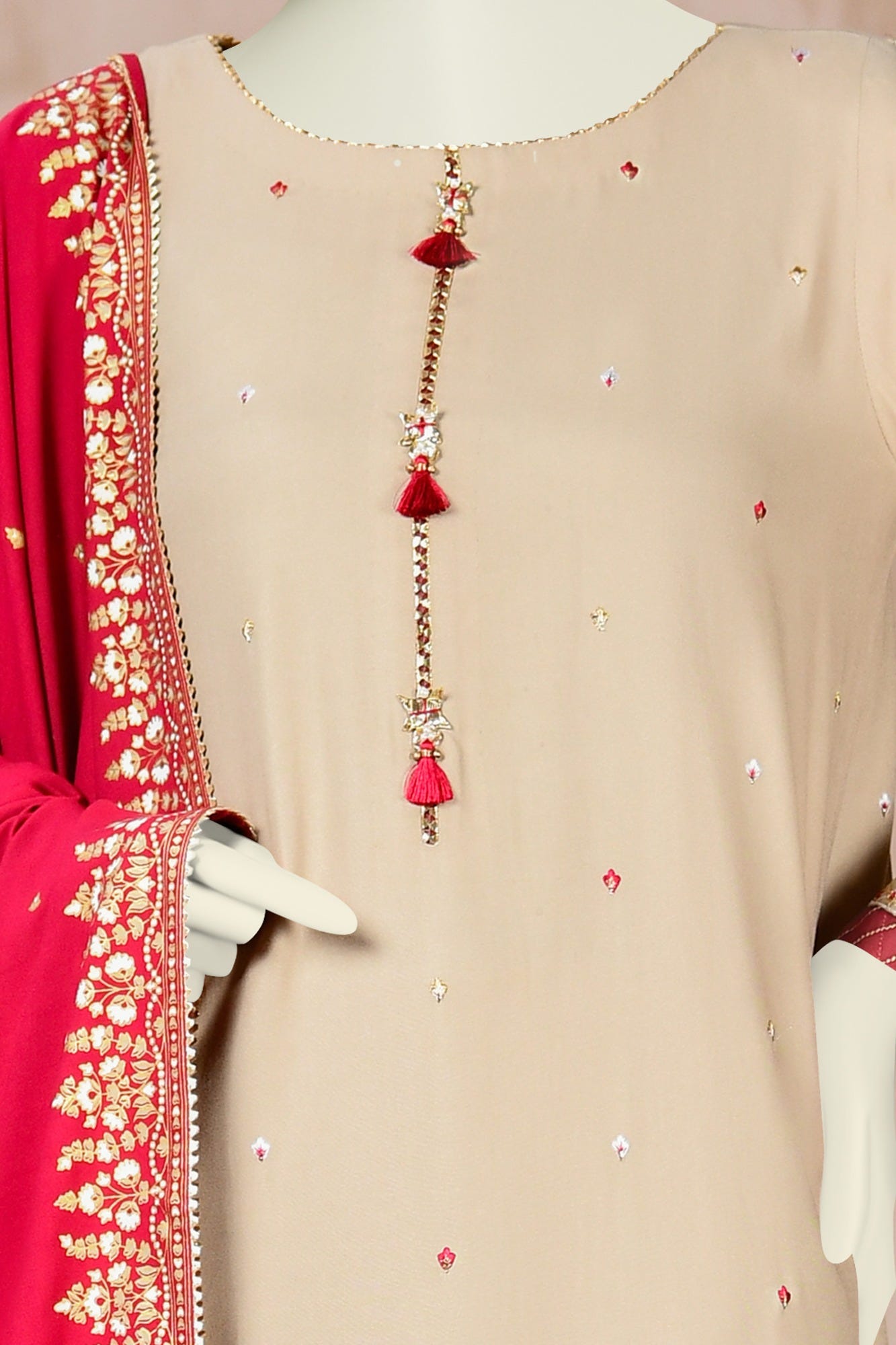 BEIGE VISCOSE UNSTITCHED 3PC | CCW-3PSU-S-22-064 ELIF