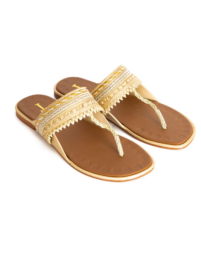 Golden Women Chappal | Jlfwc-22-1175