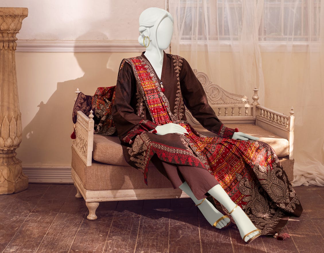 BROWN CAMBRIC UNSTITCHED 3PC | JJLS-W-JW-22-1719 FB