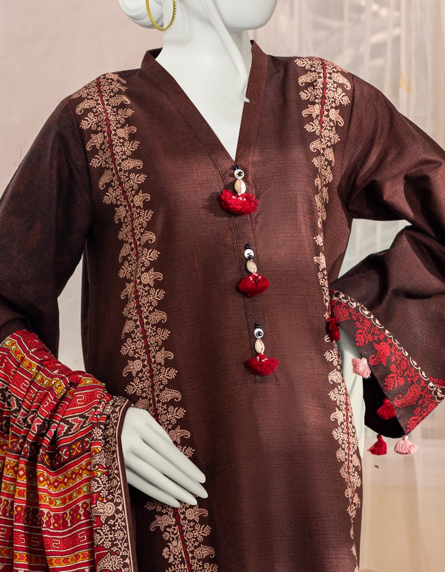 BROWN CAMBRIC UNSTITCHED 3PC | JJLS-W-JW-22-1719 FB