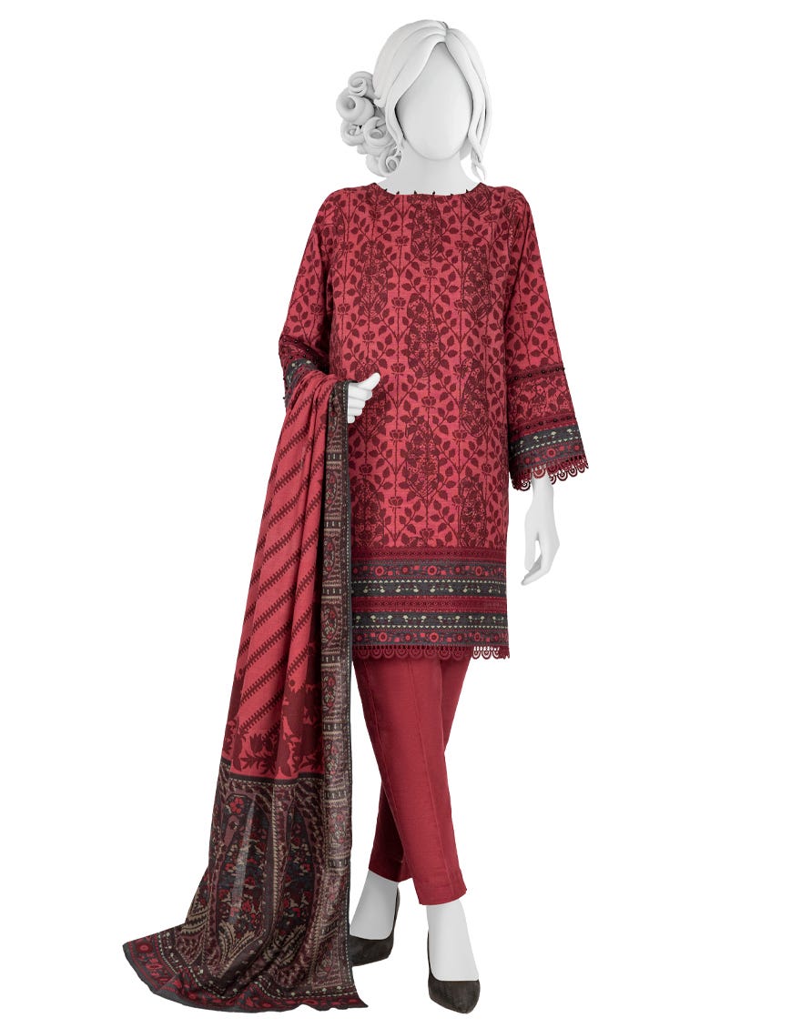 MAROON KHADDAR UNSTITCHED 3PC | JJLS-W-JW-22-1721 FB