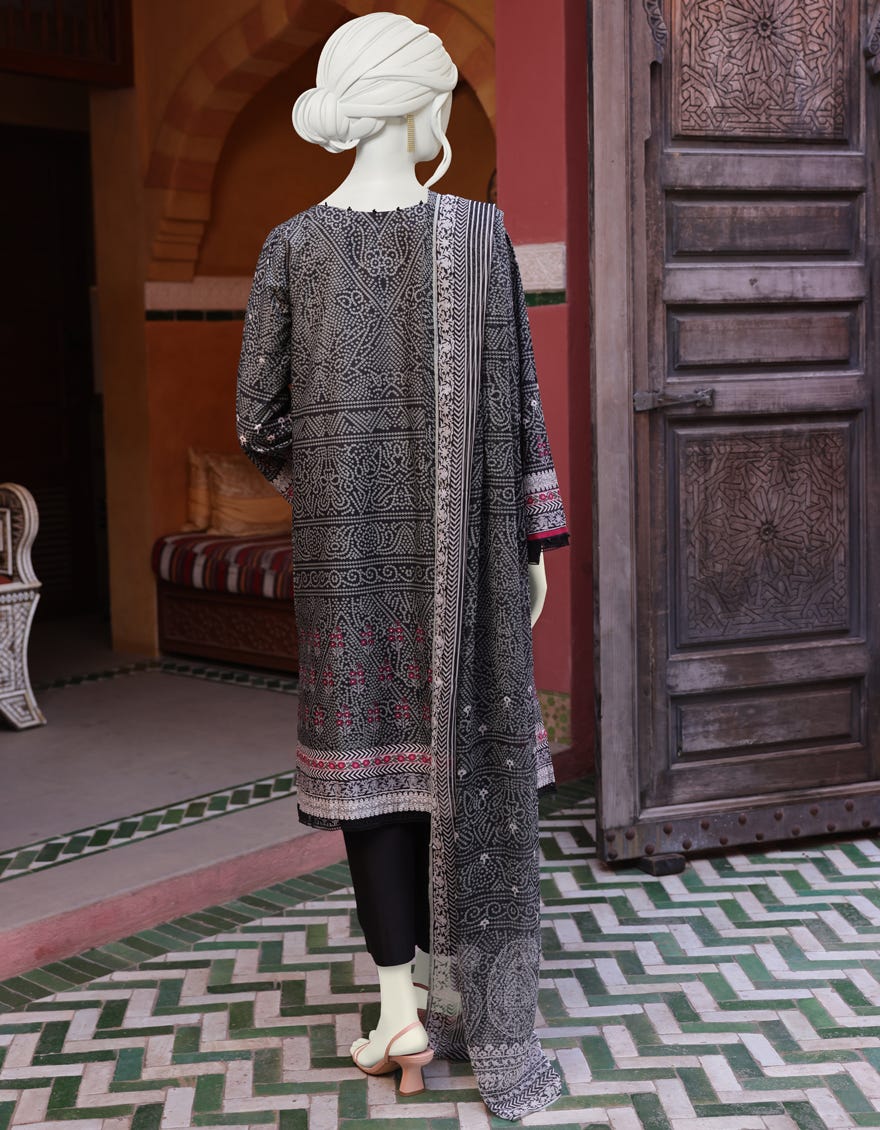 BLACK CAMBRIC UNSTITCHED 3PC | JJLS-W-JW-22-1725 FB