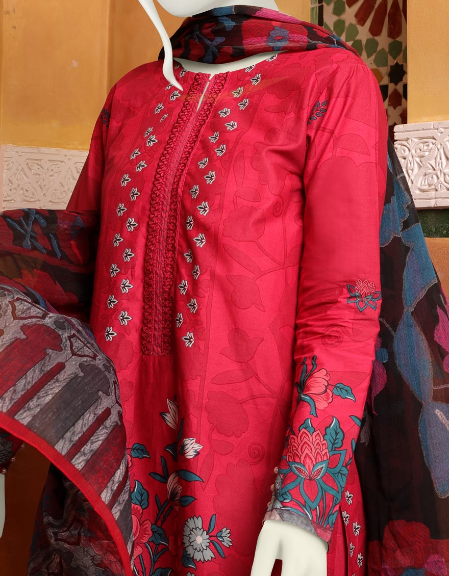 RED CAMBRIC UNSTITCHED 3PC | JJLS-W-JW-22-1726 FB