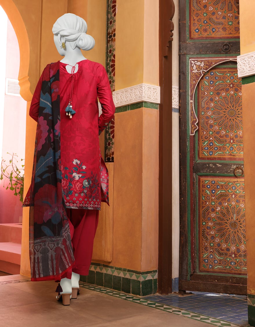 RED CAMBRIC UNSTITCHED 3PC | JJLS-W-JW-22-1726 FB