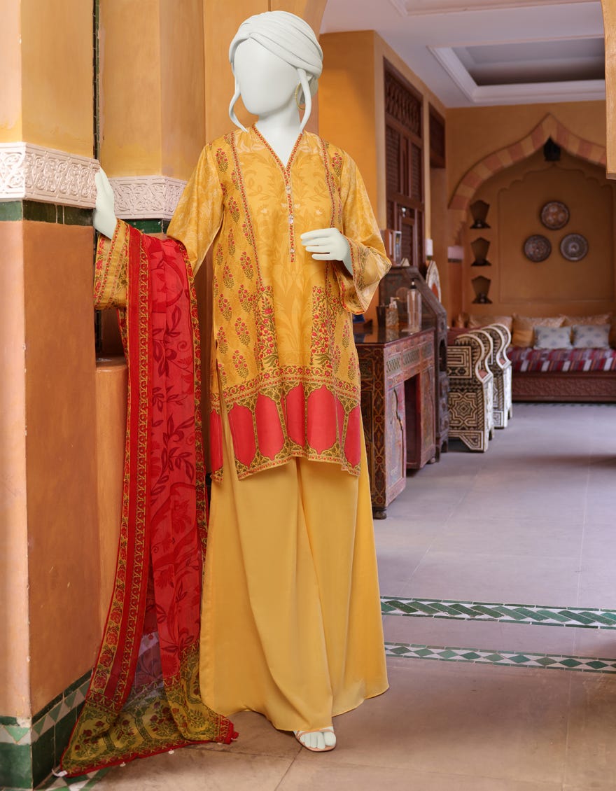 YELLOW CAMBRIC UNSTITCHED 3PC | JJLS-W-JW-22-1727 FB