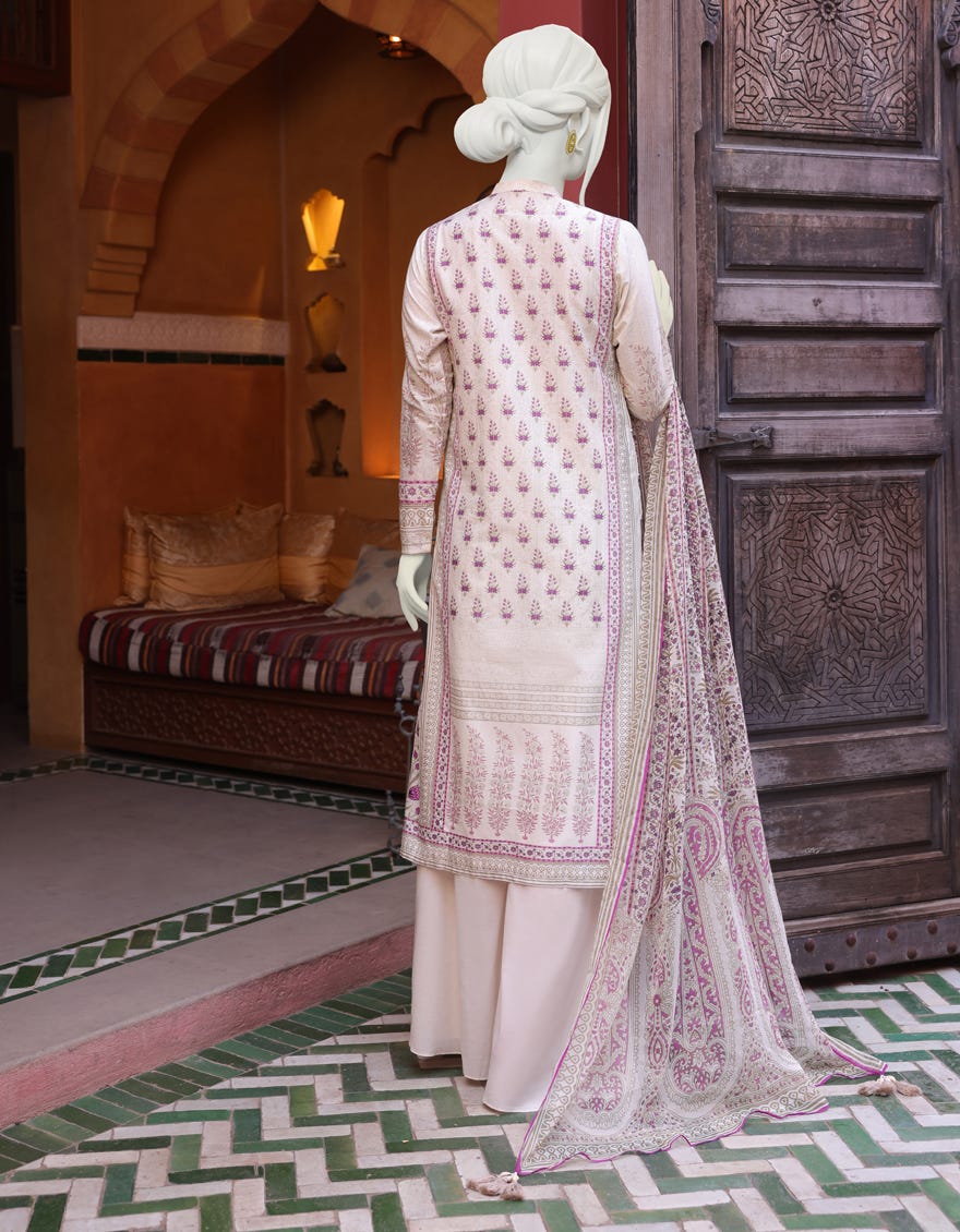 OFF WHITE CAMBRIC UNSTITCHED 3PC | JJLS-W-JW-22-1728 FB