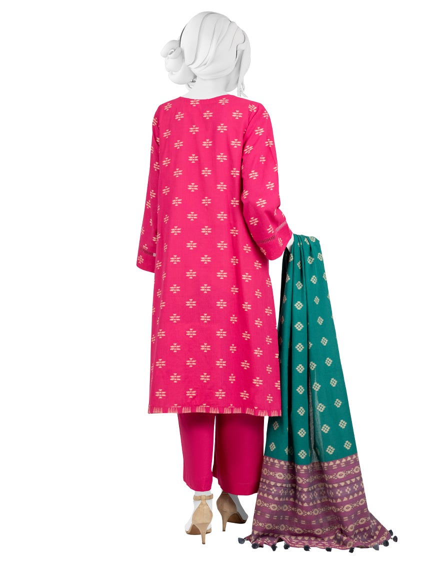 PINK JACQUARD UNSTITCHED 3PC | JJLS-W-JW-22-1730 FB