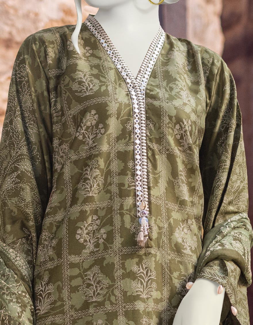 GREEN KHADDAR UNSTITCHED 3PC | JJLS-W-JW-22-1743 FB