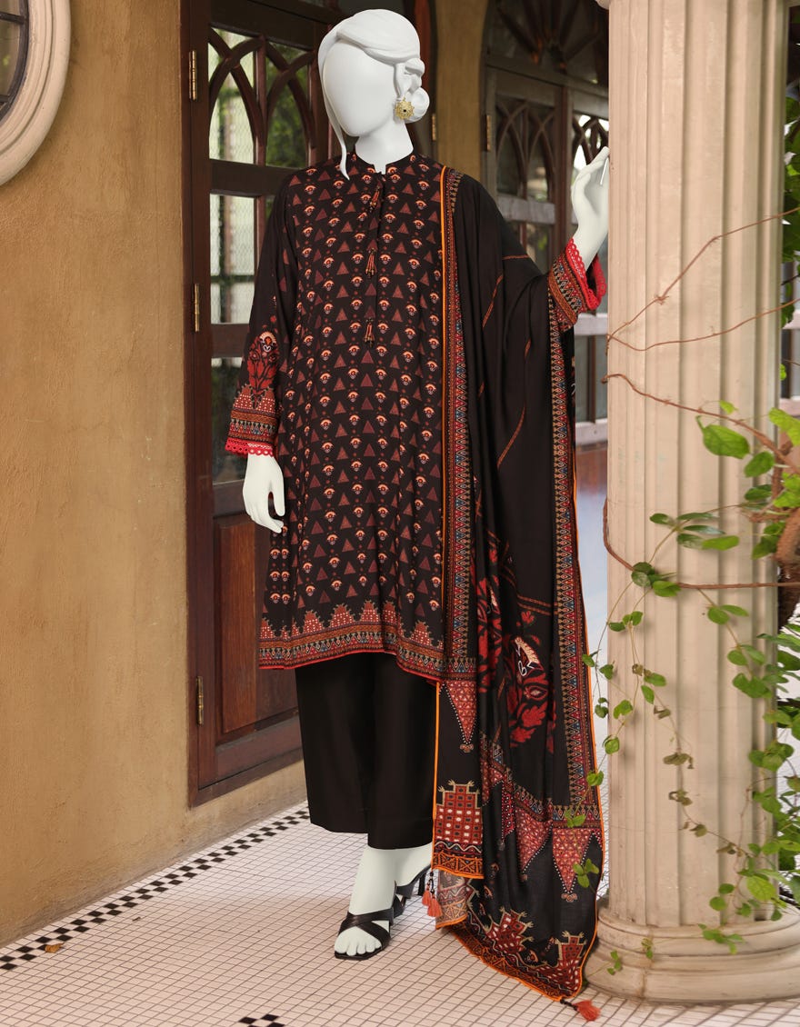 BLACK LINEN UNSTITCHED 3PC | JJLS-W-JW-22-1746 FB