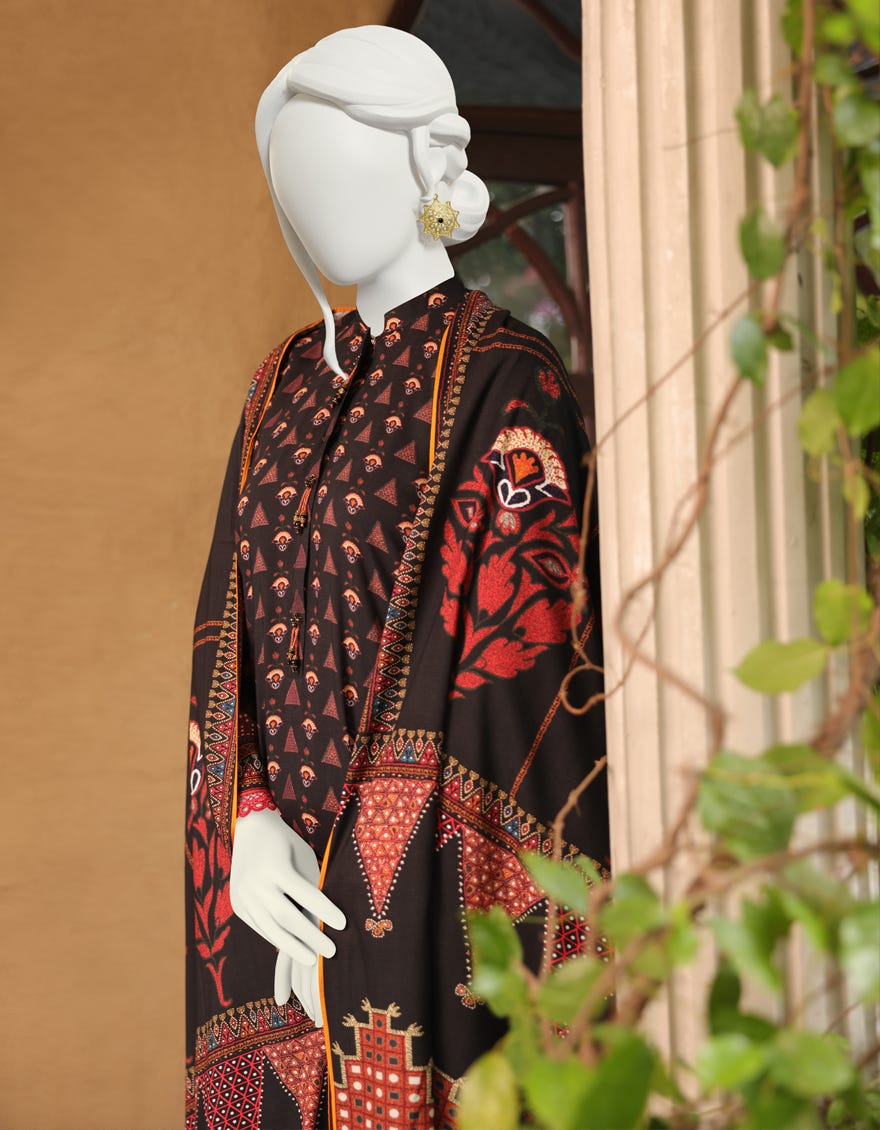 BLACK LINEN UNSTITCHED 3PC | JJLS-W-JW-22-1746 FB