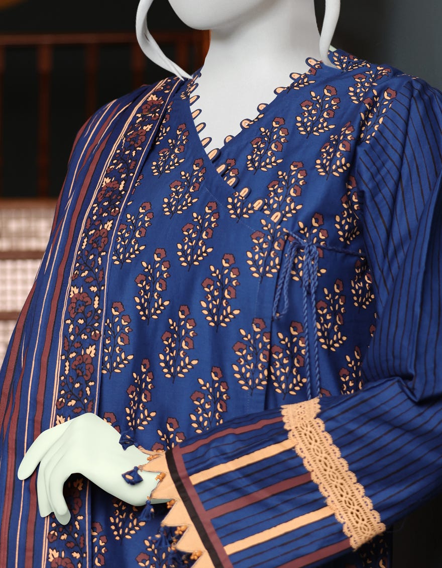 BLUE CAMBRIC UNSTITCHED 3PC | JJLS-W-JW-22-1749 FB