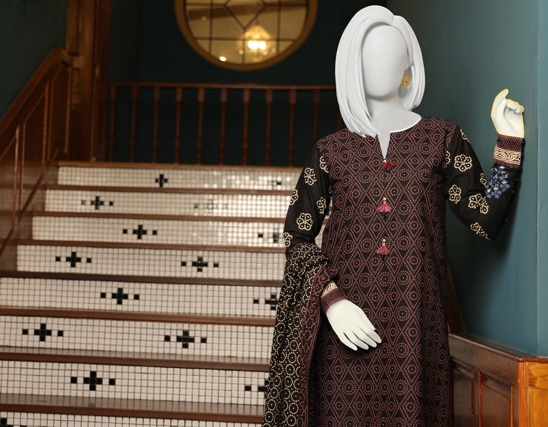 BLACK CAMBRIC UNSTITCHED 3PC | JJLS-W-JW-22-1751 FB