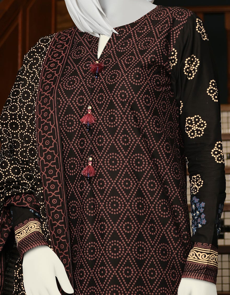 BLACK CAMBRIC UNSTITCHED 3PC | JJLS-W-JW-22-1751 FB