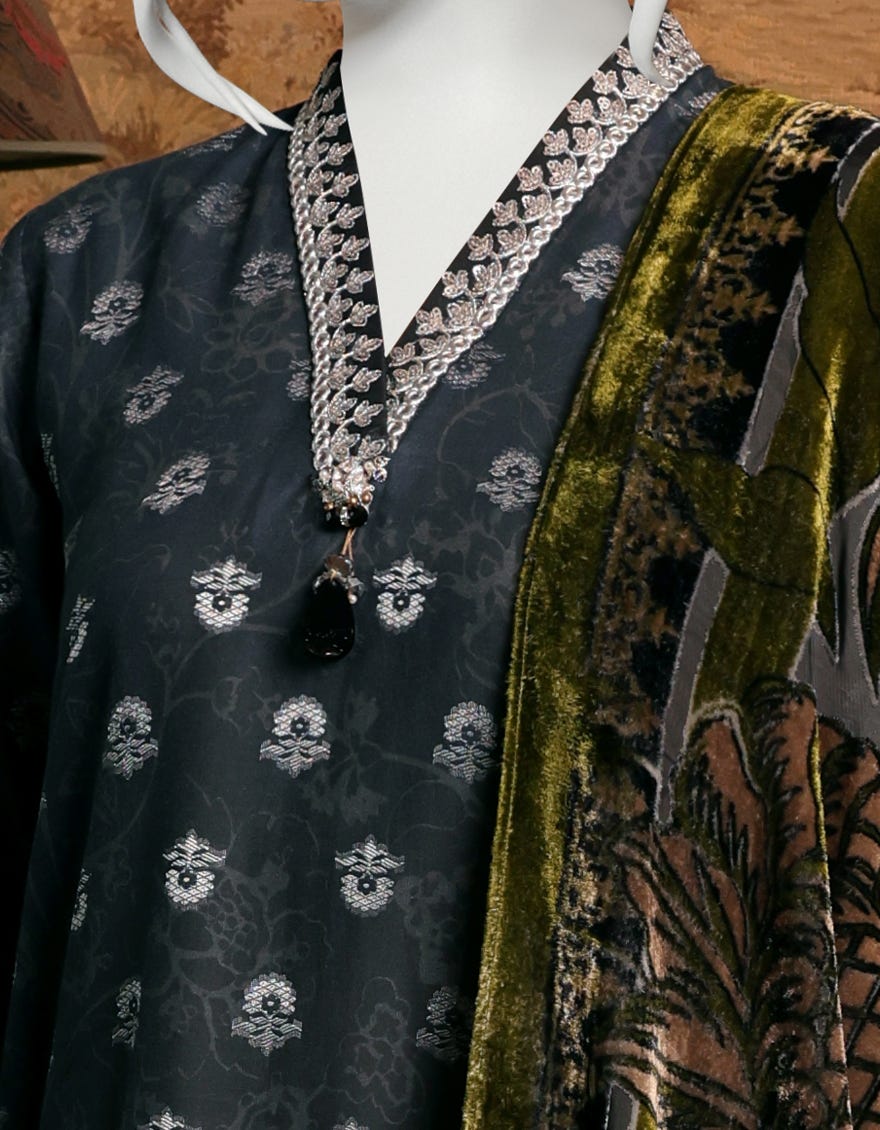 MULTICOLOR JACQUARD UNSTITCHED 3PC | JJLS-W-JW-22-1757 FB