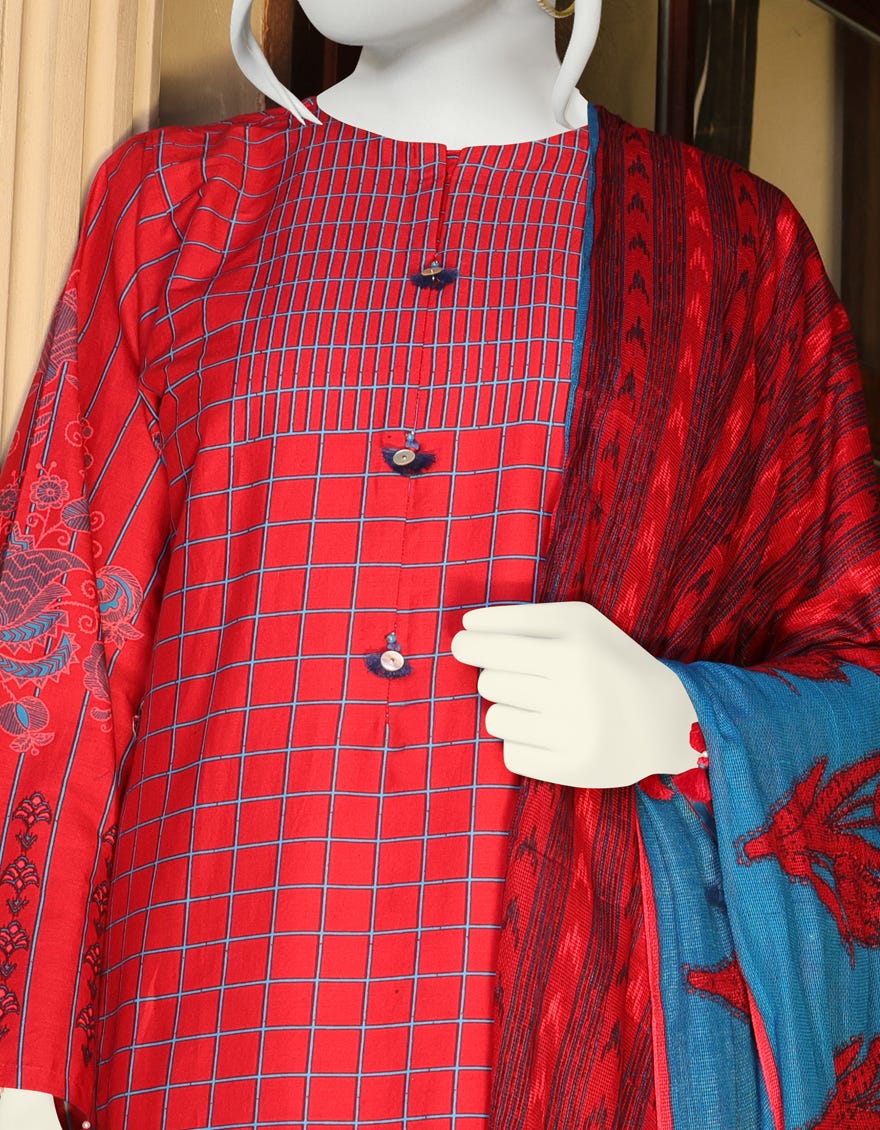 RED CAMBRIC UNSTITCHED 3PC | JJLS-W-JW-22-1760 FB