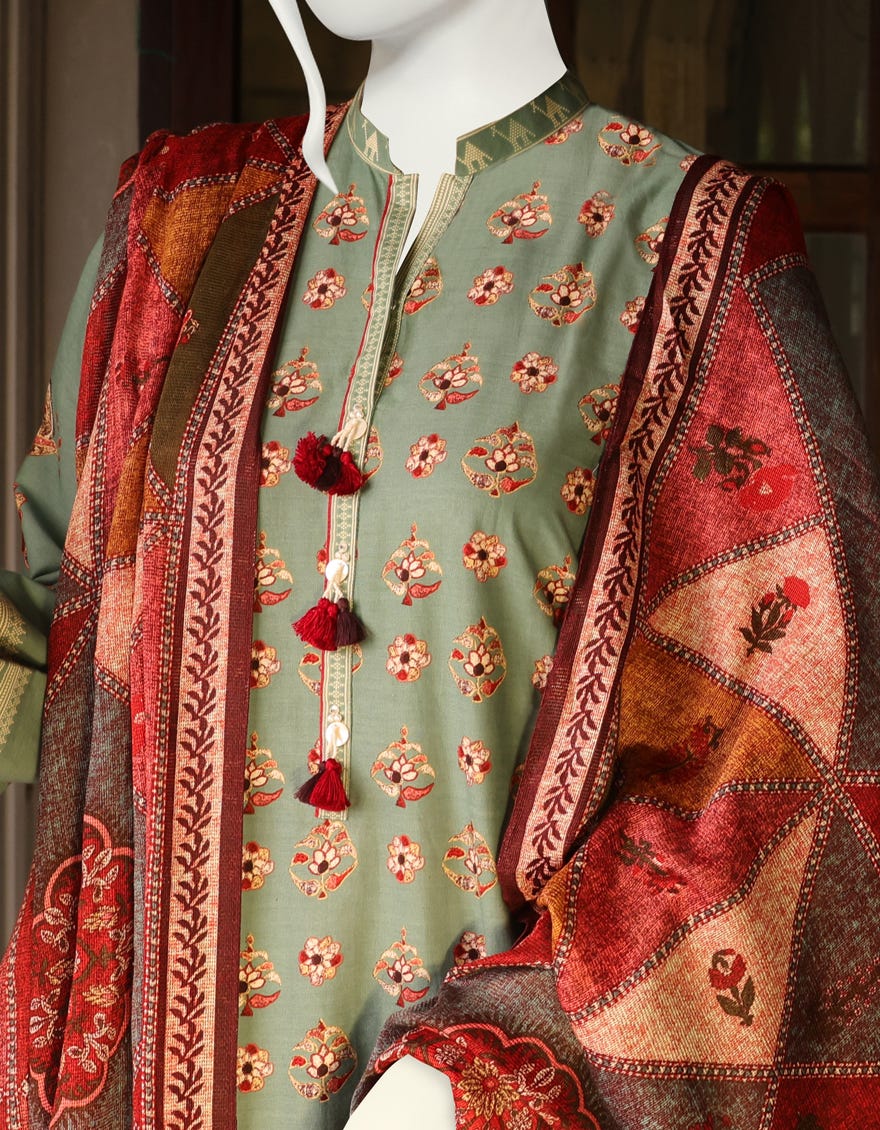 GREEN CAMBRIC UNSTITCHED 3PC | JJLS-W-JW-22-1761 FB