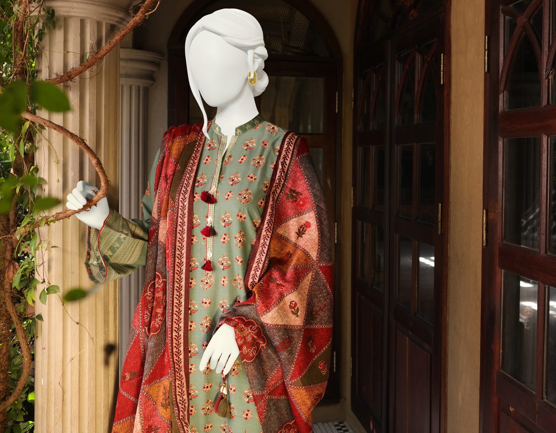 GREEN CAMBRIC UNSTITCHED 3PC | JJLS-W-JW-22-1761 FB