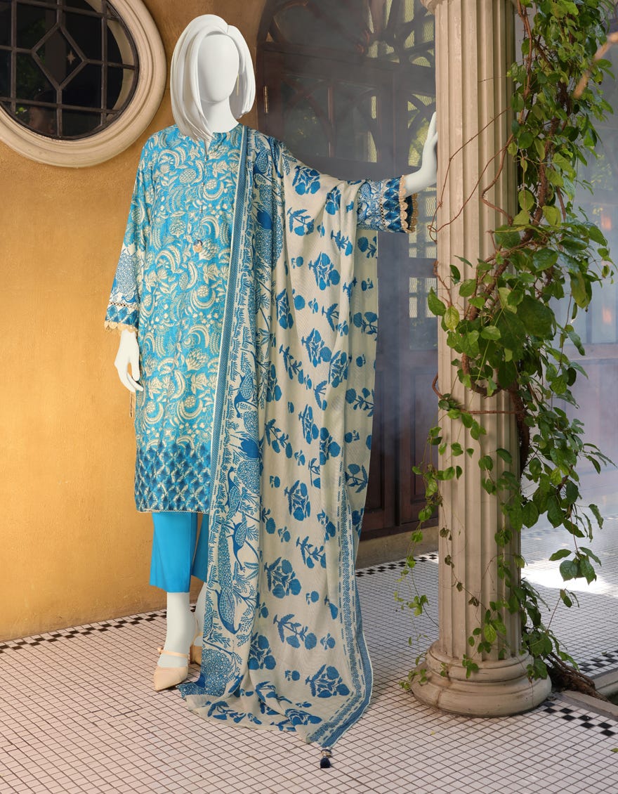 BLUE CAMBRIC UNSTITCHED 3PC | JJLS-W-JW-22-1762 FB