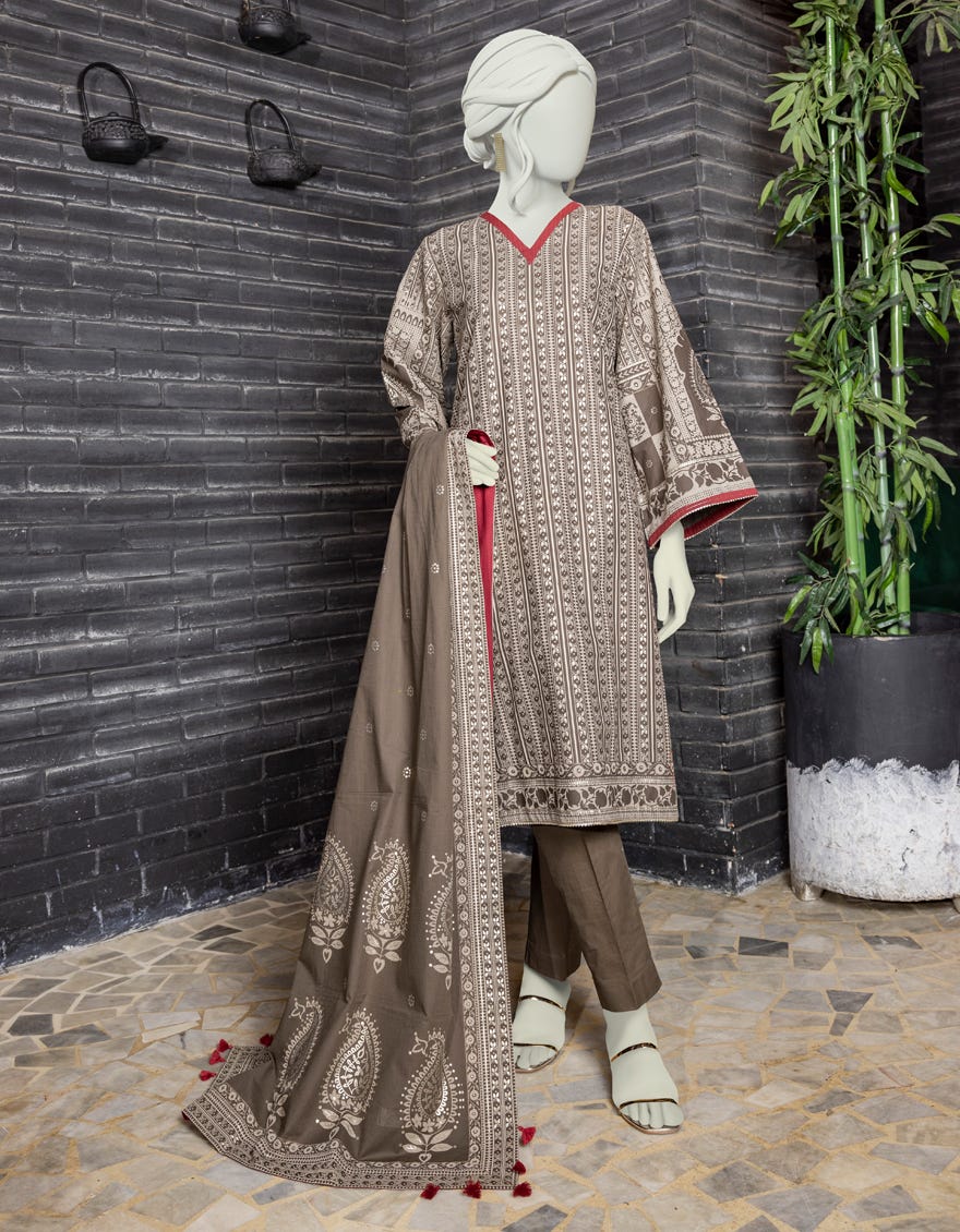 GOLD GREEN CAMBRIC UNSTITCHED 3PC | JJLS-W-JW-22-1767 FB