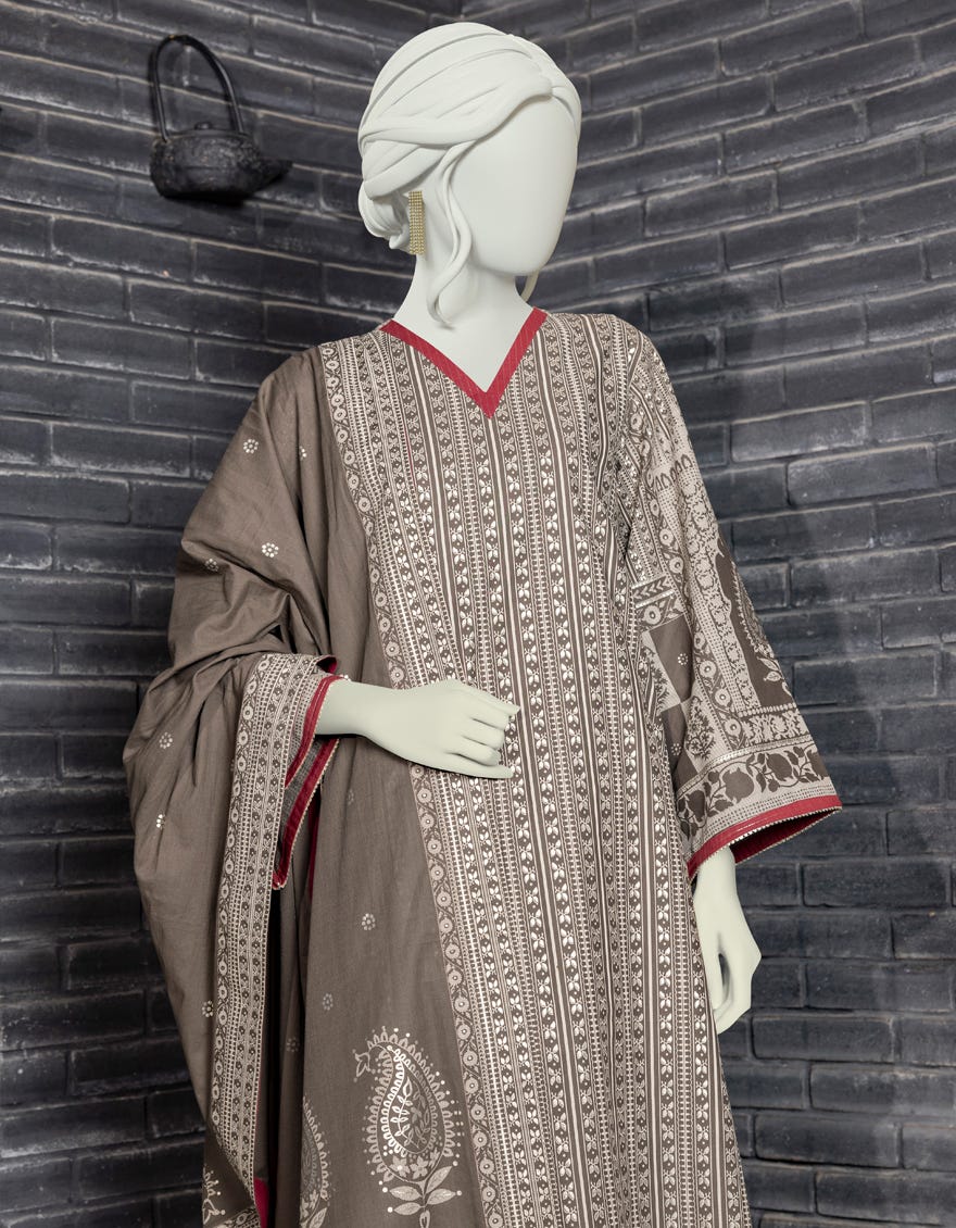 GOLD GREEN CAMBRIC UNSTITCHED 3PC | JJLS-W-JW-22-1767 FB