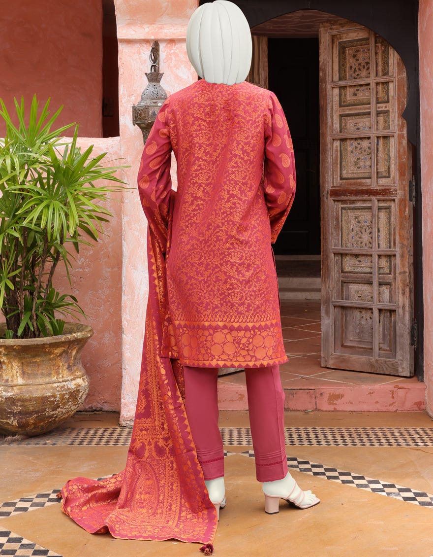 MAROON JACQUARD UNSTITCHED 3PC | JJLS-W-JW-22-1771