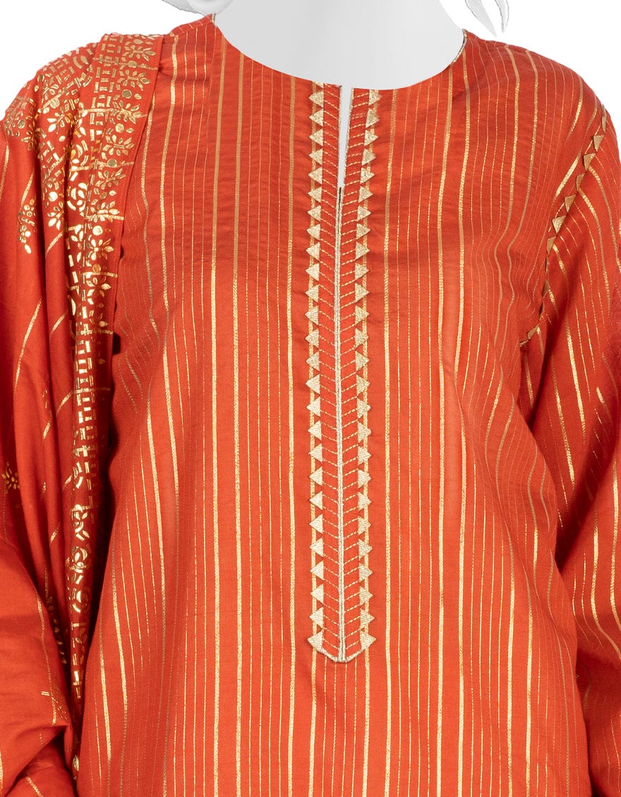 RUST SILK UNSTITCHED 3PC | JJLS-W-JW-22-1778 FB