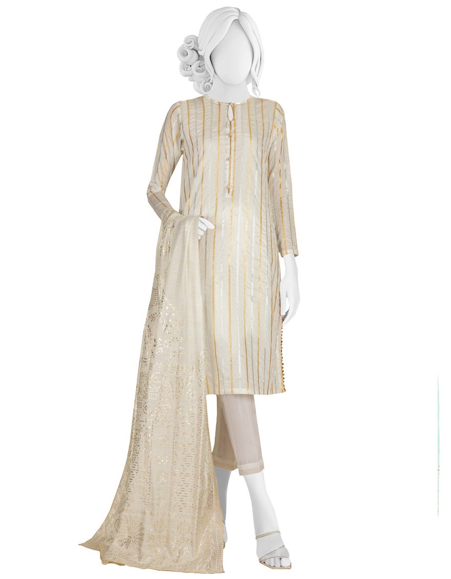 WHITE SILK UNSTITCHED 3PC | JJLS-W-JW-22-1781 FB