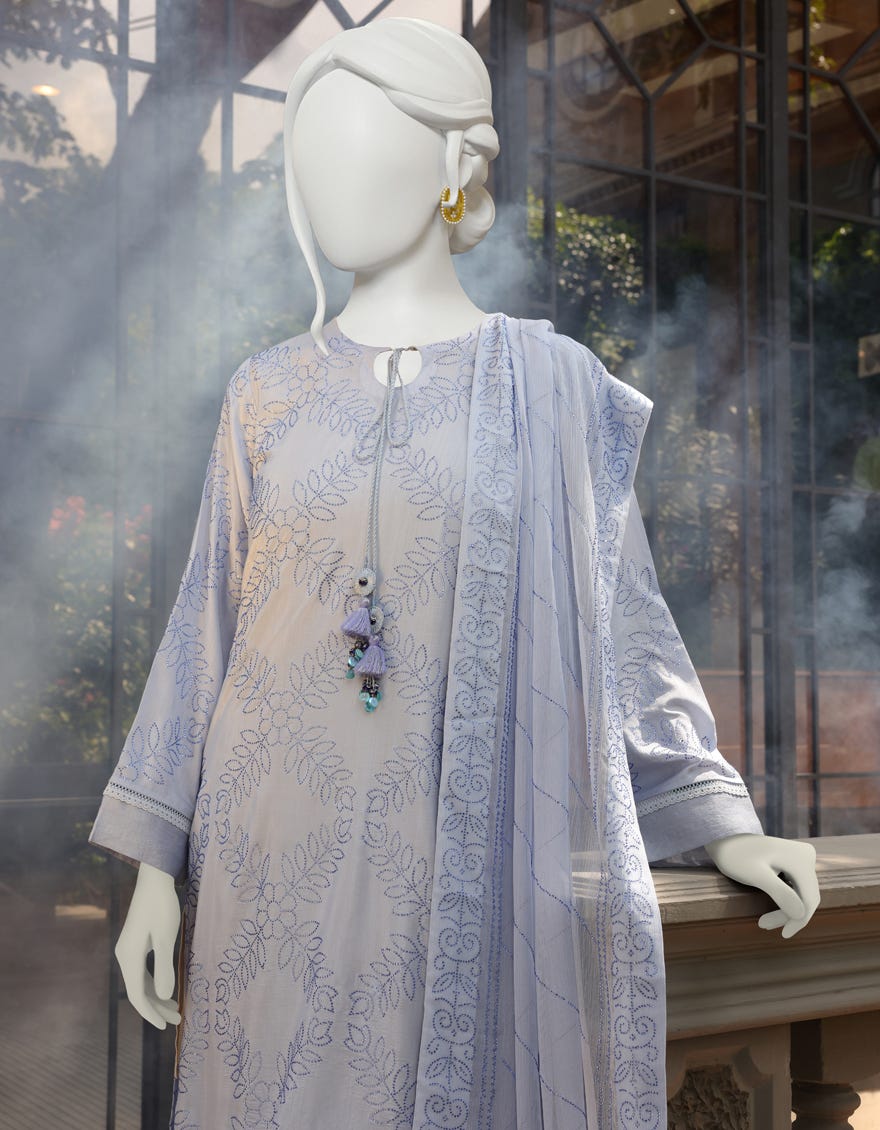 SKY BLUE SILK UNSTITCHED 3PC | JJLS-W-JW-22-1788