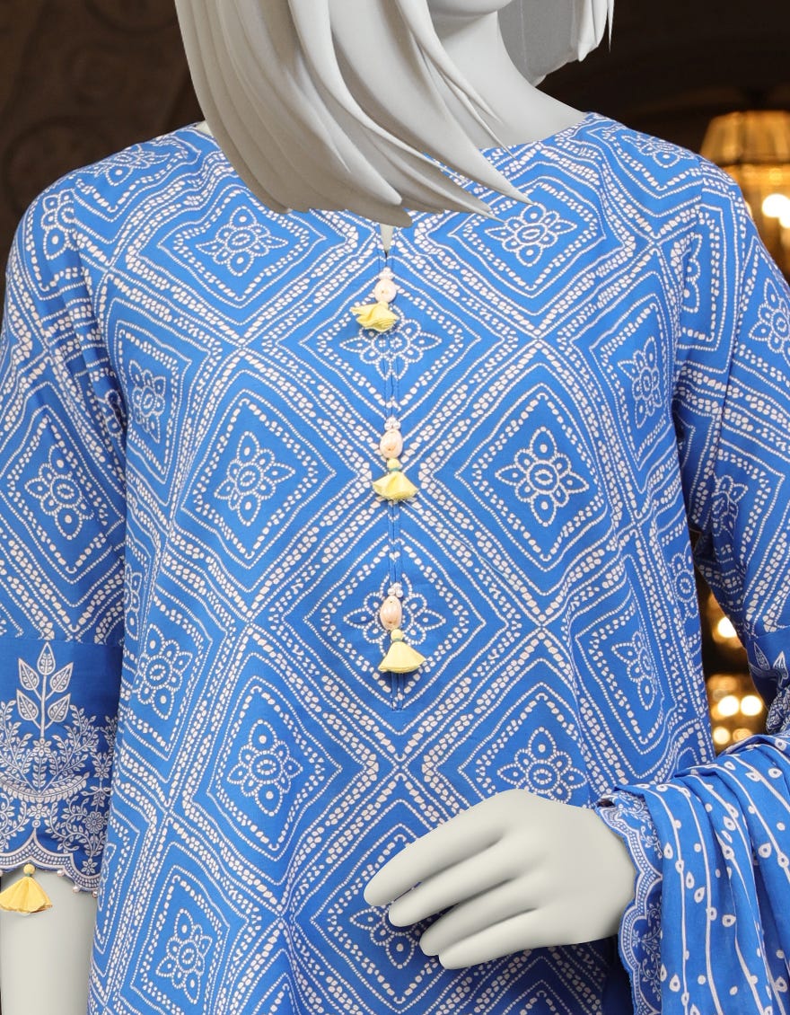 BLUE CAMBRIC UNSTITCHED 3PC | JJLS-W-JWU-22-1791B