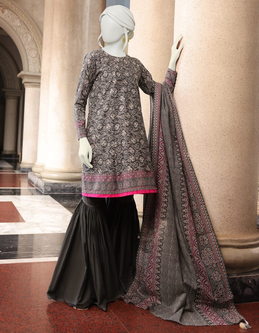 GREY CAMBRIC UNSTITCHED 3PC | JJLS-W-JWU-22-1792B