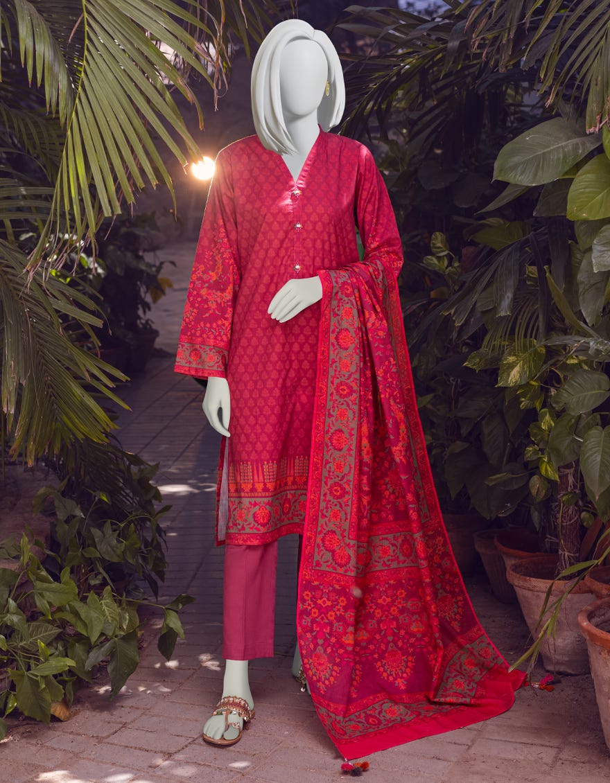 PINK CAMBRIC UNSTITCHED 3PC | JJLS-W-JWU-22-1795A