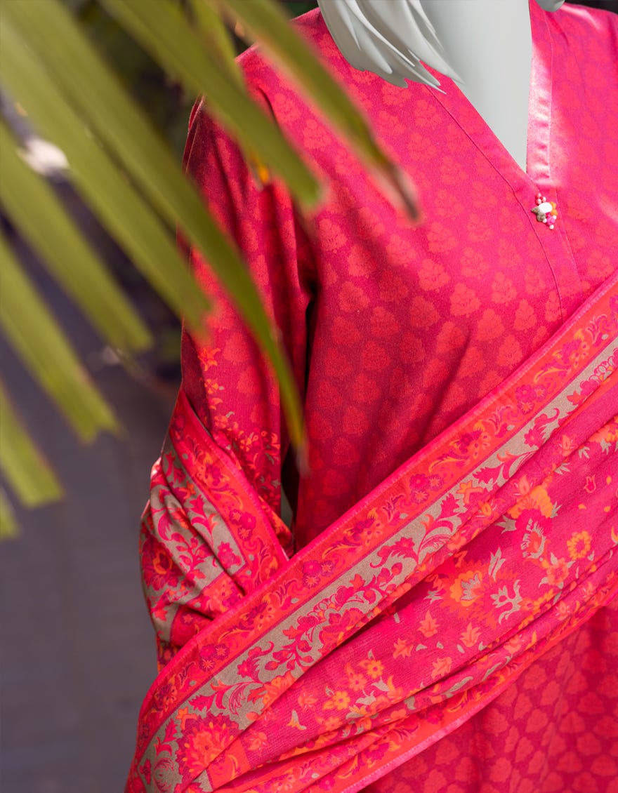 PINK CAMBRIC UNSTITCHED 3PC | JJLS-W-JWU-22-1795A