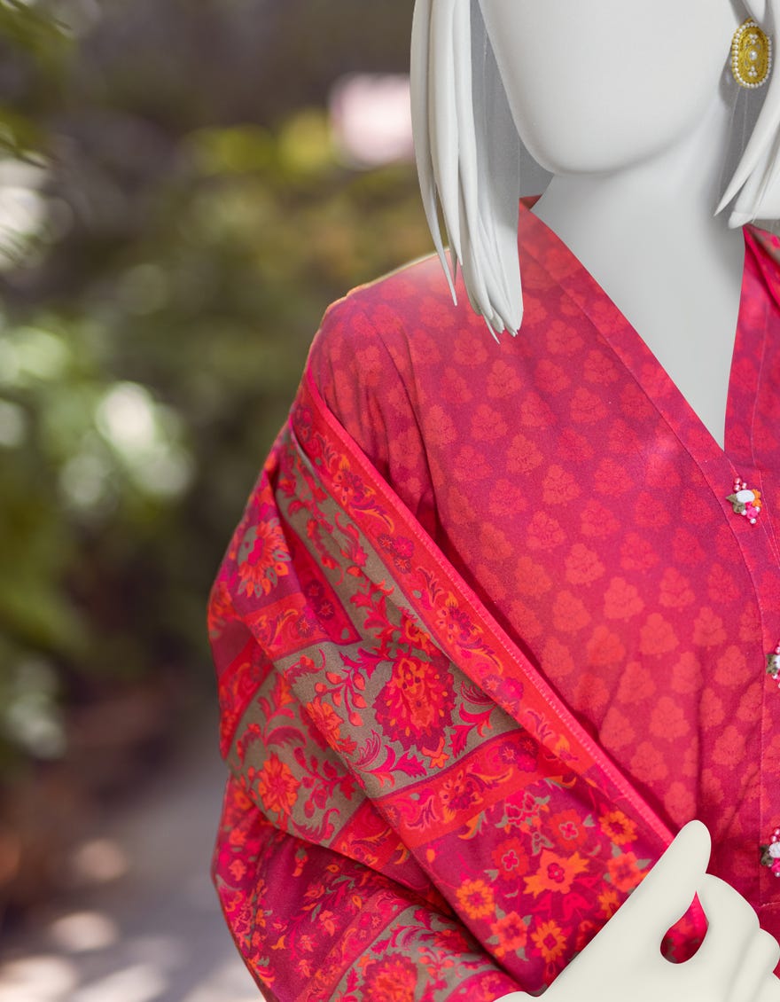 PINK CAMBRIC UNSTITCHED 3PC | JJLS-W-JWU-22-1795A