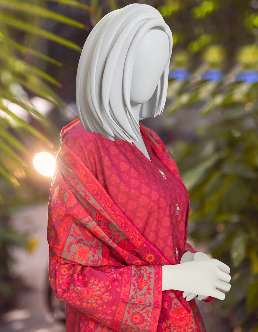 PINK CAMBRIC UNSTITCHED 3PC | JJLS-W-JWU-22-1795A