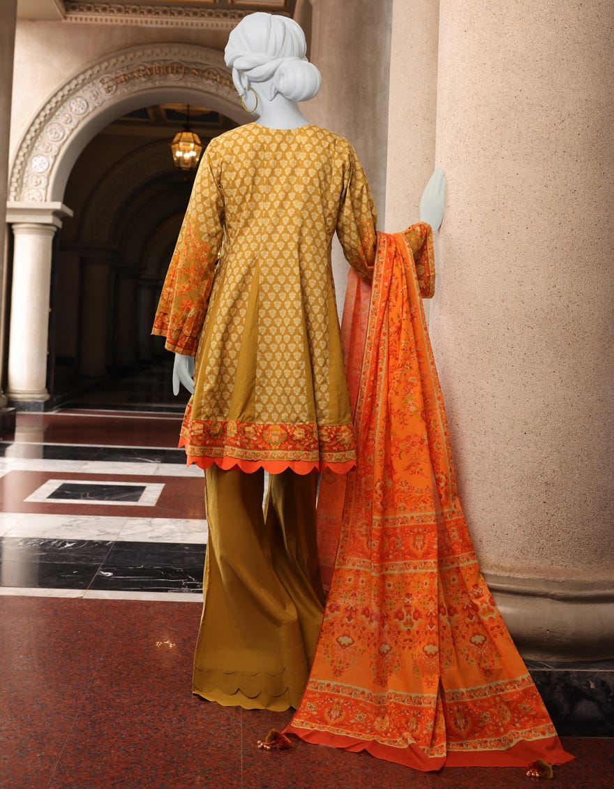 MEHNDI CAMBRIC UNSTITCHED 3PC | JJLS-W-JWU-22-1795B