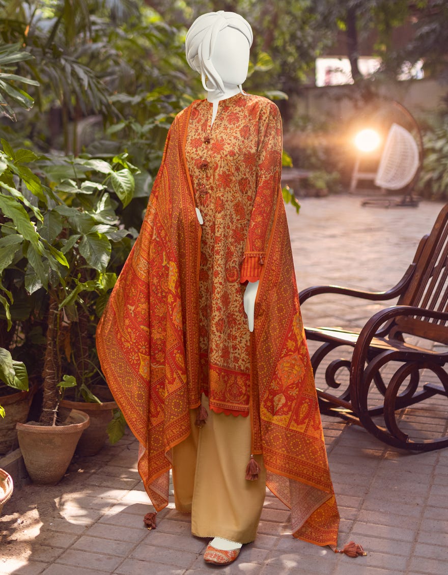 MULTICOLOR CAMBRIC UNSTITCHED 3PC | JJLS-W-JWU-22-1798B