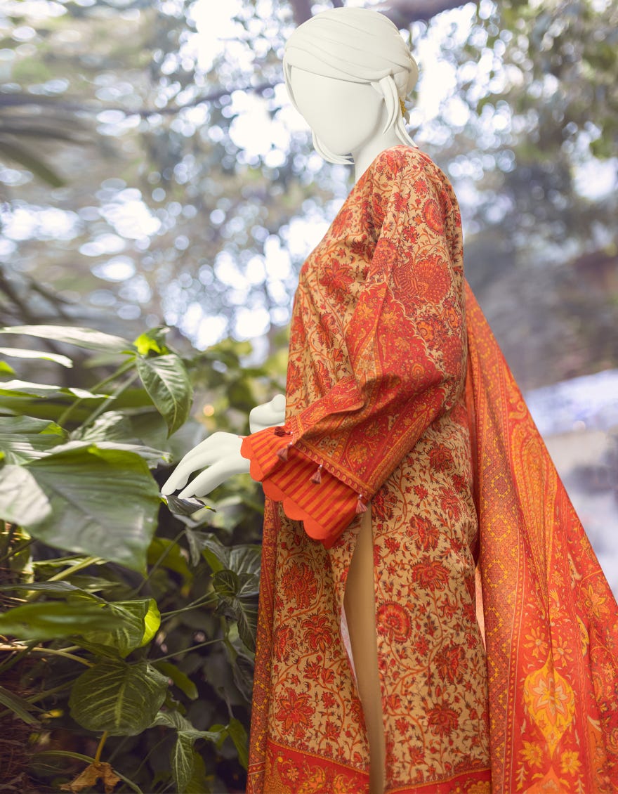 MULTICOLOR CAMBRIC UNSTITCHED 3PC | JJLS-W-JWU-22-1798B