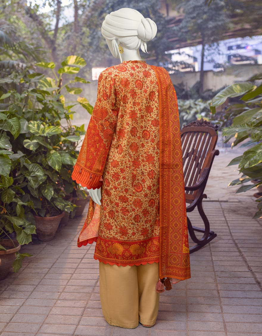 MULTICOLOR CAMBRIC UNSTITCHED 3PC | JJLS-W-JWU-22-1798B