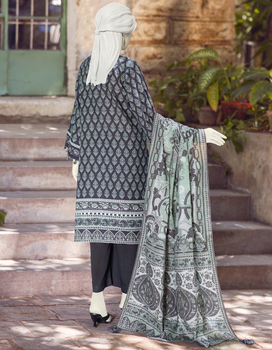BLACK-GREEN KHADDAR UNSTITCHED 3PC | JJLS-W-JWU-22-1801