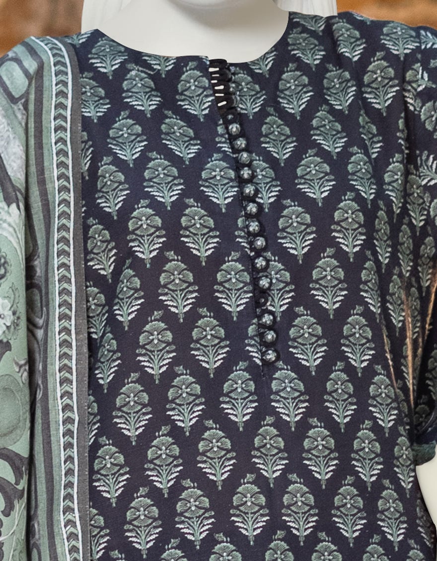 BLACK-GREEN KHADDAR UNSTITCHED 3PC | JJLS-W-JWU-22-1801