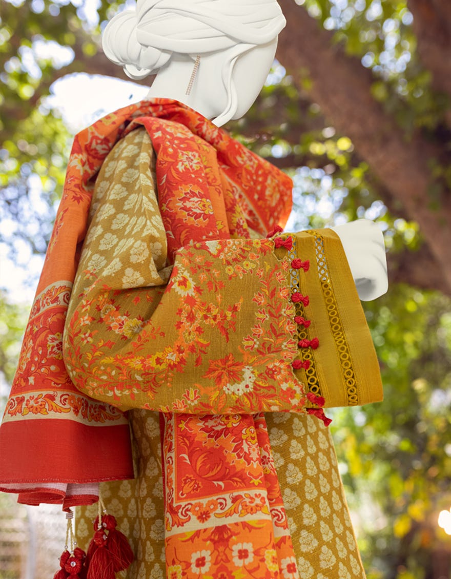 MEHNDI KHADDAR UNSTITCHED 3PC | JJLS-W-JWU-22-1802/B