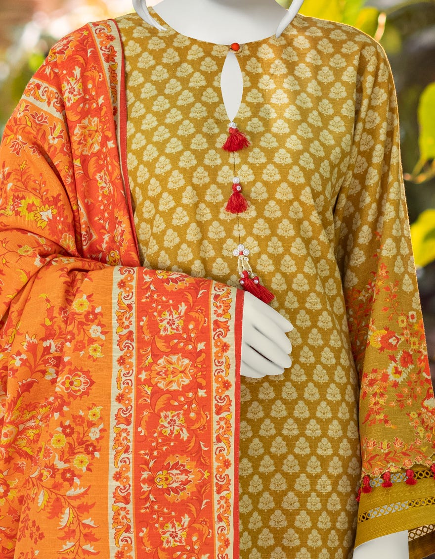 MEHNDI KHADDAR UNSTITCHED 3PC | JJLS-W-JWU-22-1802/B