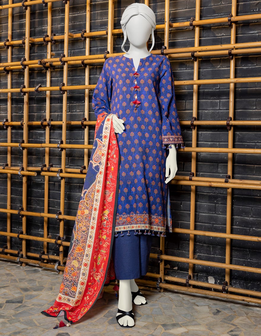 MULTICOLOR KHADDAR UNSTITCHED 3PC | JJLS-W-JWU-22-1811 FB