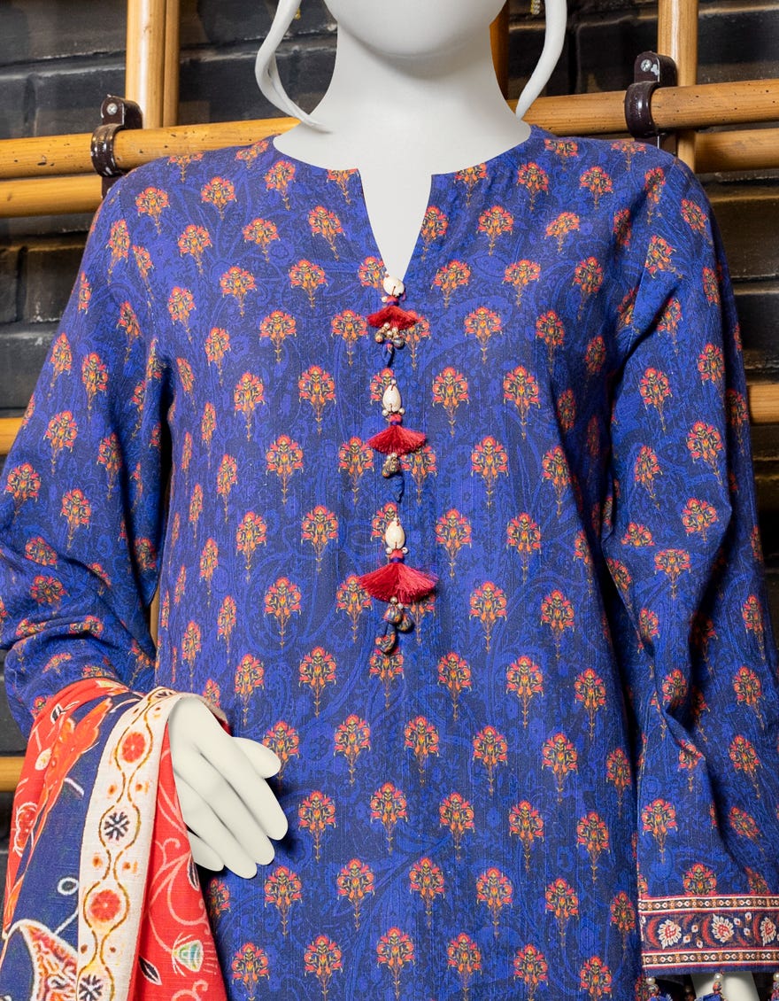 MULTICOLOR KHADDAR UNSTITCHED 3PC | JJLS-W-JWU-22-1811 FB