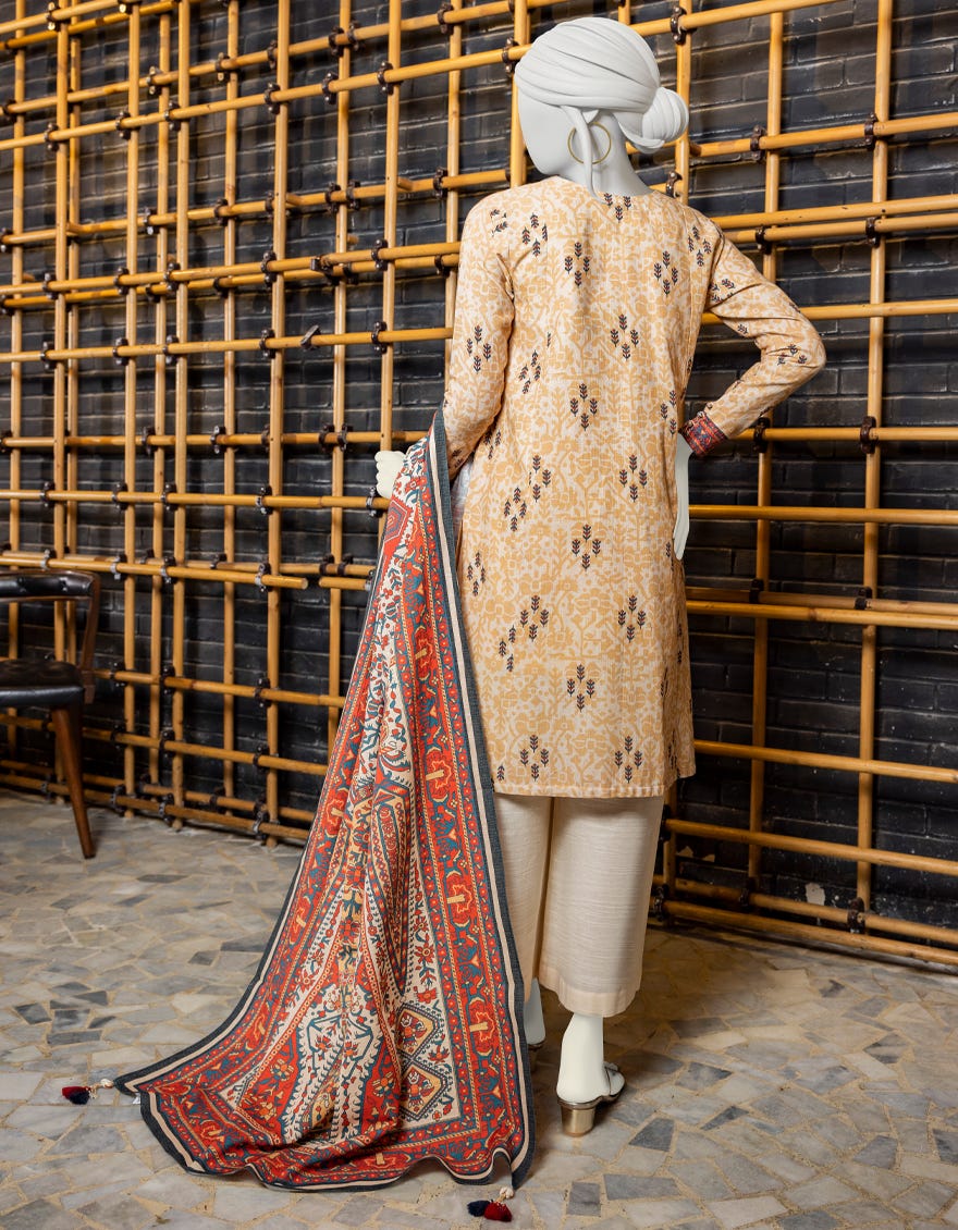 LIGHT BROWN KHADDAR UNSTITCHED 3PC | JJLS-W-JWU-22-1812 FB