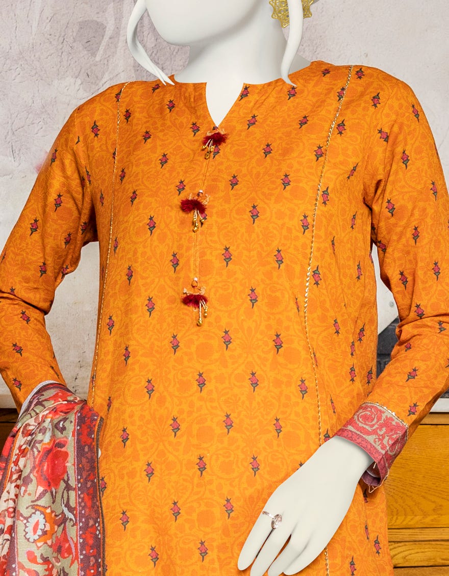 MUSTARD KHADDAR UNSTITCHED 3PC | JJLS-W-JWU-22-1814 FB