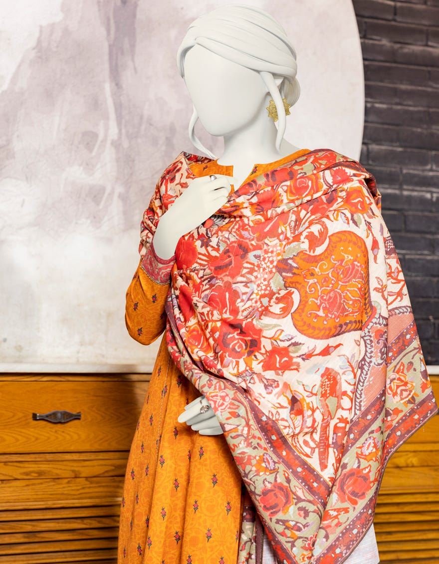 MUSTARD KHADDAR UNSTITCHED 3PC | JJLS-W-JWU-22-1814 FB