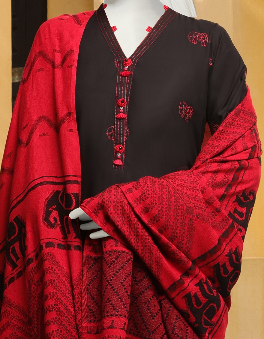 RED-BLACK MARINA UNSTITCHED 3PC | JJLS-W-JWU-22-1820